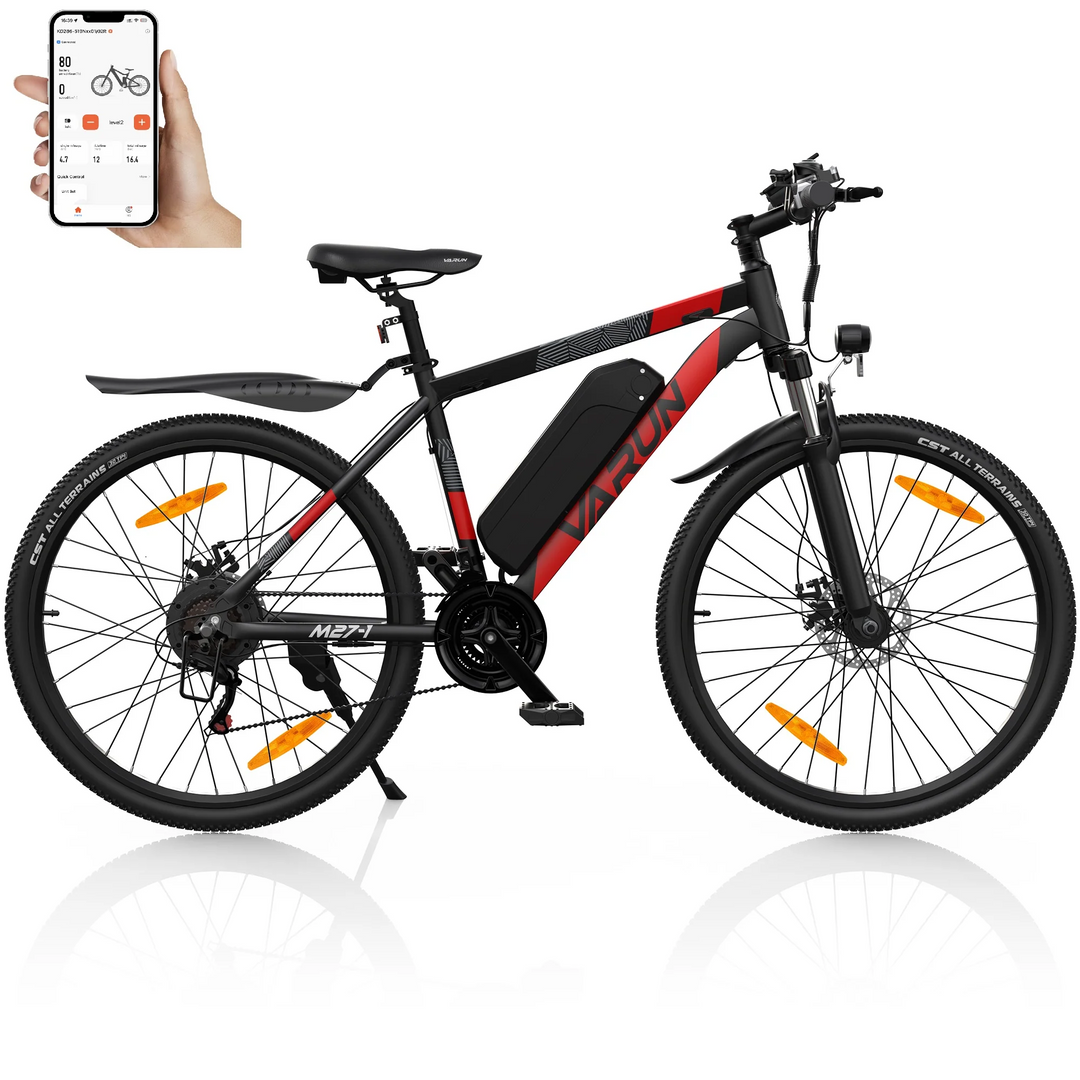 Bicicleta eléctrica Varun Altus-Pro de 27,5 "y 21 velocidades con aplicación y carga de teléfono USB