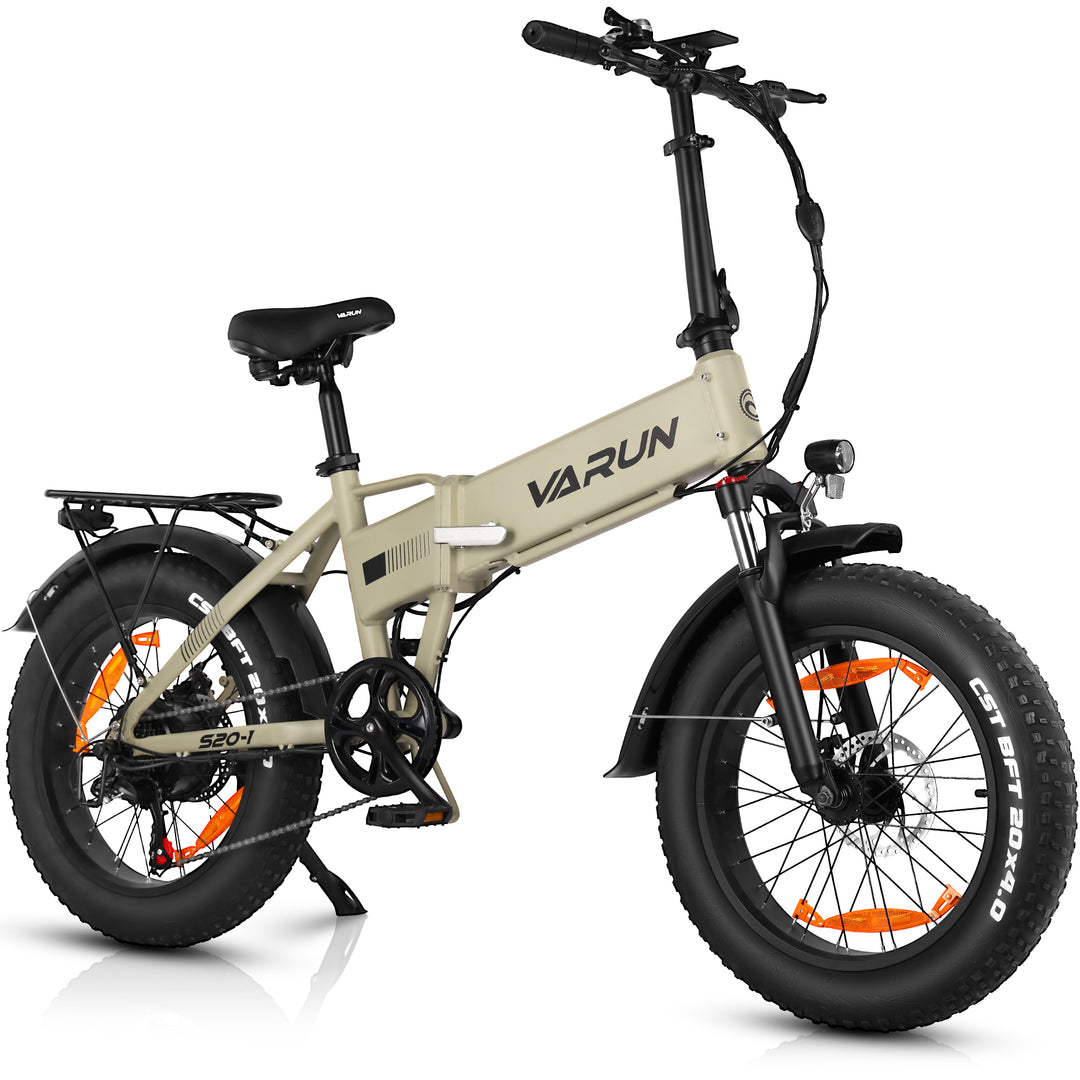 VARUN Folding Electric Bike - Ebikes for Adults Peak 500W Up to 40 Miles,13AH Removable Battery, Shock Absorber, and Pedal-Assist Level, Portable 20" Fat Tire Ebike for Women & Men