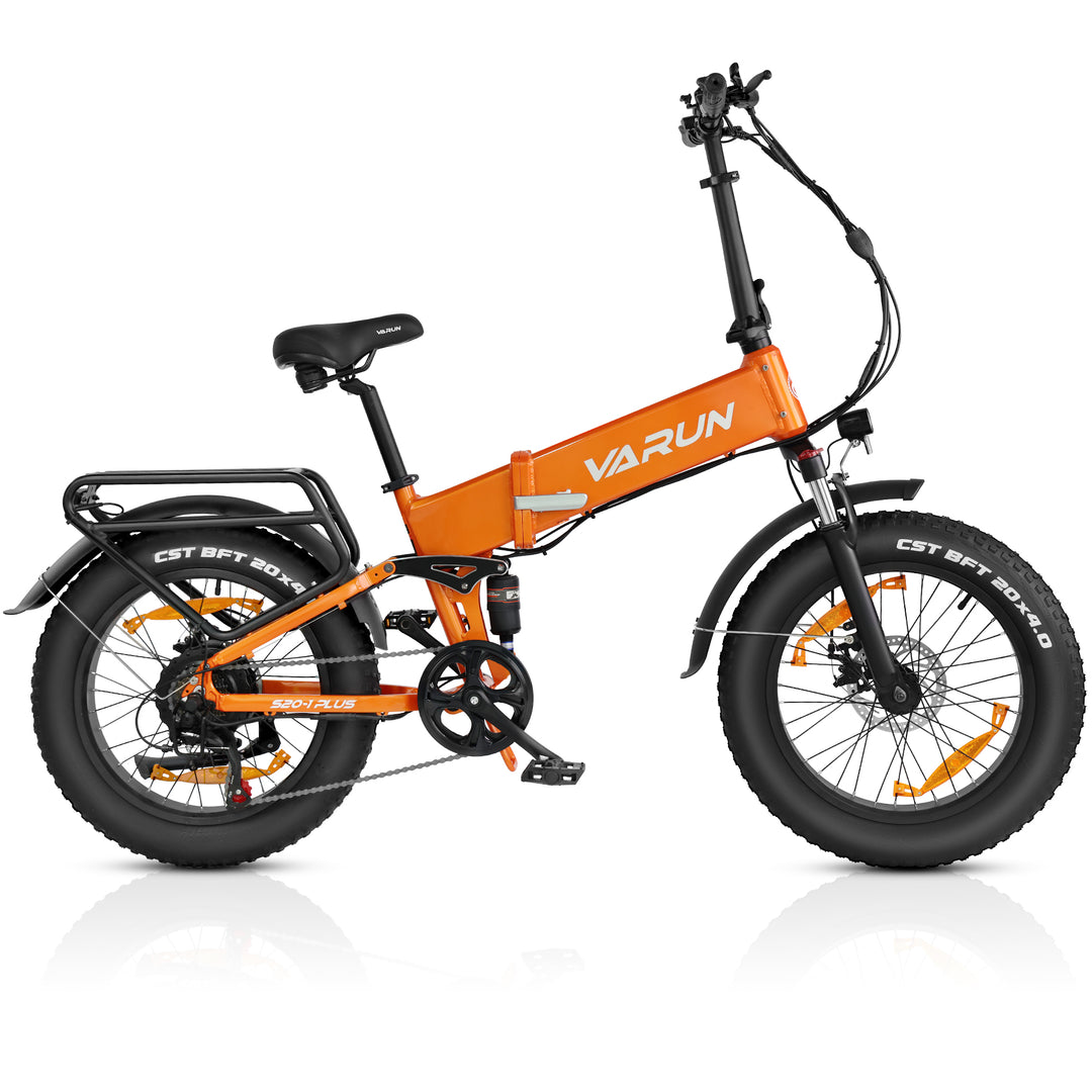 VARUN Folding Electric Bike for Adults Peak 750W - Fat Tire Electric Bike with 48V 13Ah Anti-Theft Battery - Full Suspension Ebike for All Terrains Up to 25+MPH, 60+ Miles