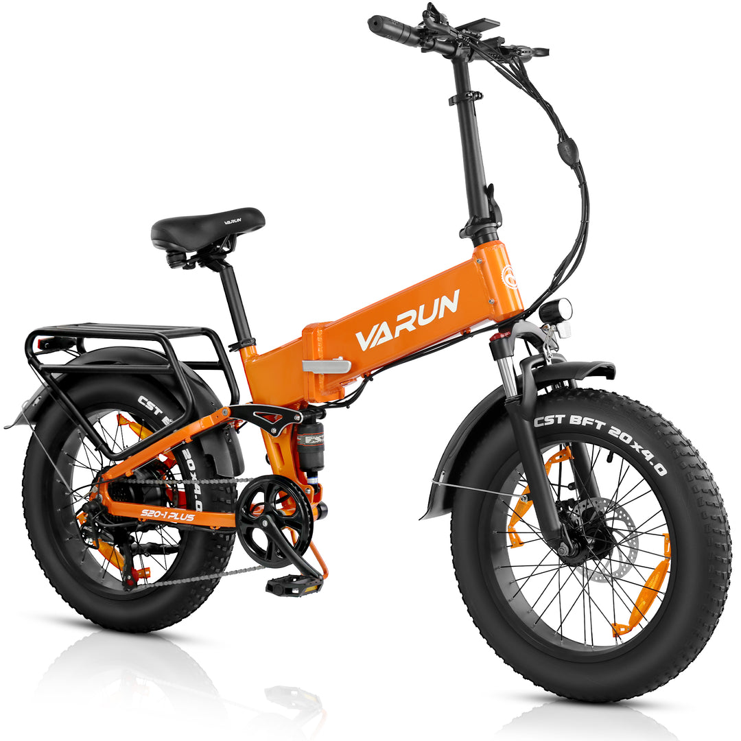 VARUN Folding Electric Bike for Adults Peak 750W - Fat Tire Electric Bike with 48V 13Ah Anti-Theft Battery - Full Suspension Ebike for All Terrains Up to 25+MPH, 60+ Miles