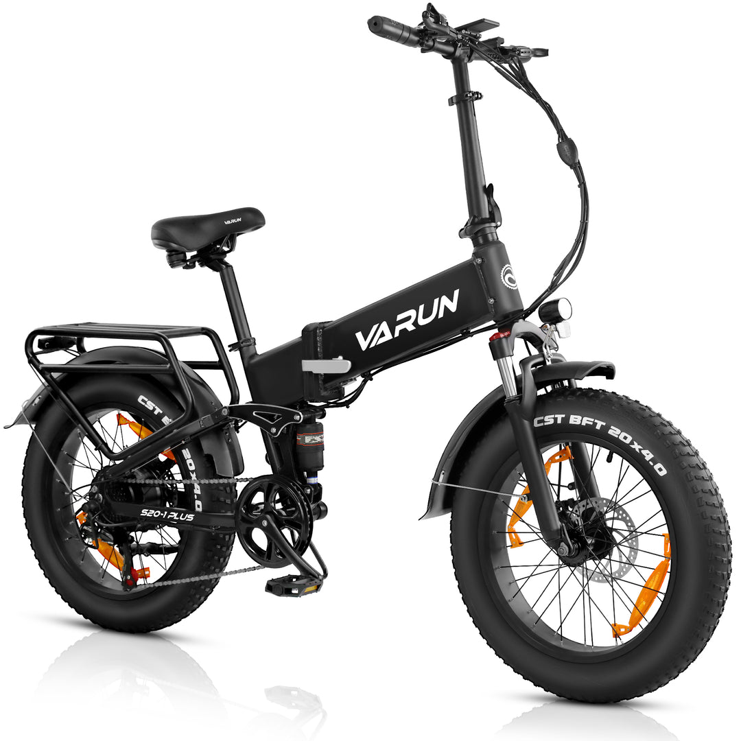 VARUN Folding Electric Bike for Adults Peak 750W - Fat Tire Electric Bike with 48V 13Ah Anti-Theft Battery - Full Suspension Ebike for All Terrains Up to 25+MPH, 60+ Miles