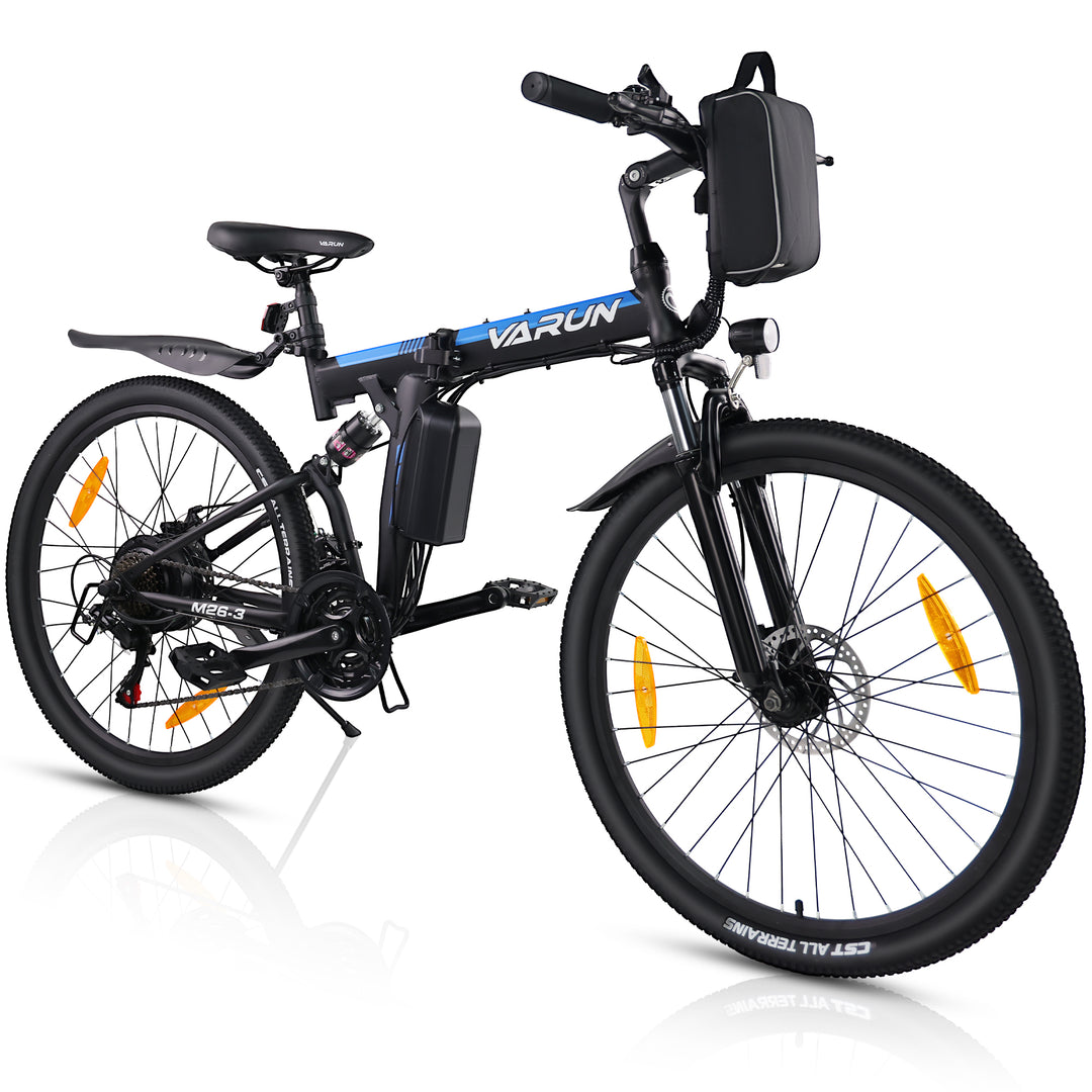 VARUN Folding Electric Bike for Adults - Peak 500W Fat Tire Electric Bike with 48V 7.8Ah Anti-Theft Battery - Full Suspension Ebike for All Terrains Up to 25+MPH, 60+ Miles