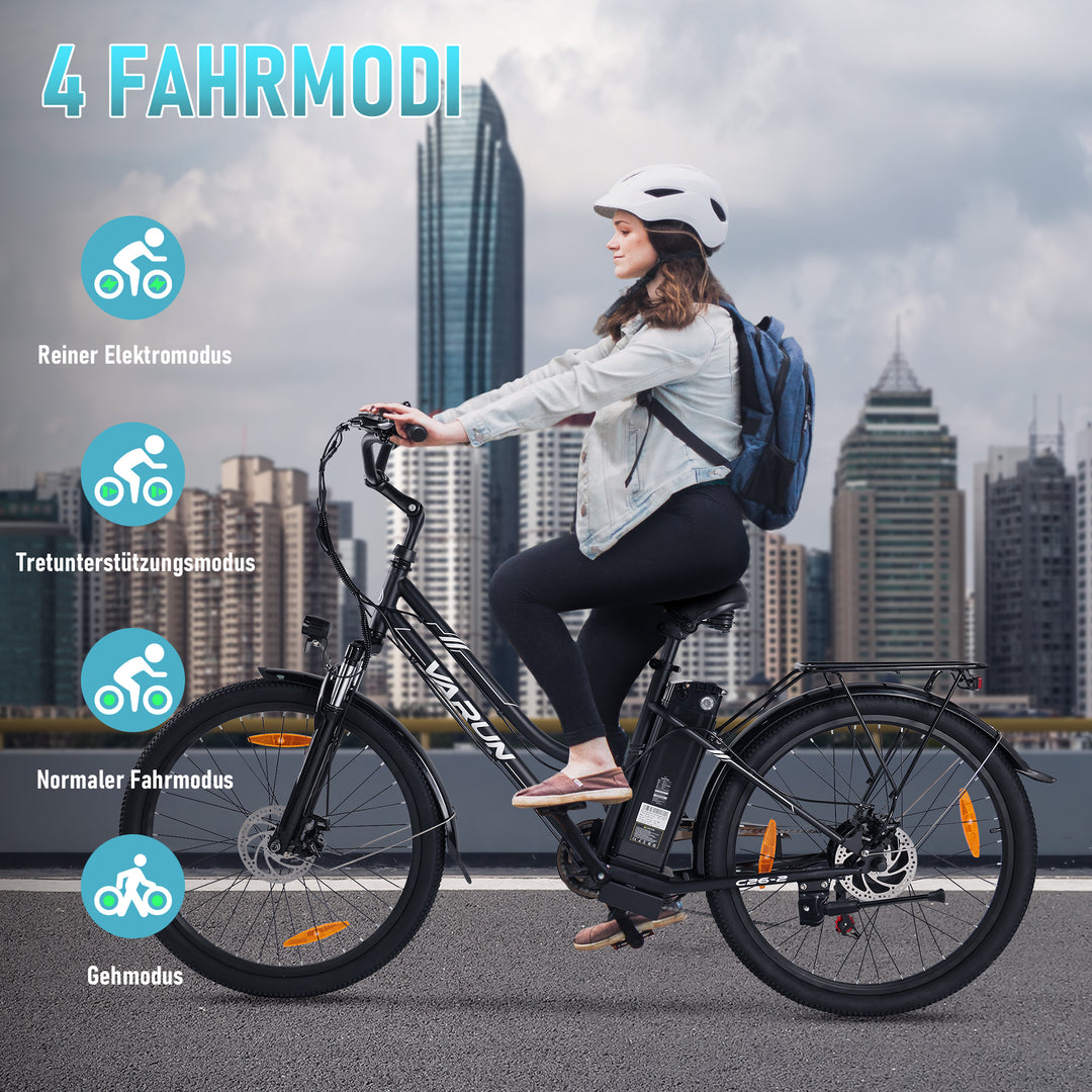 VARUN Electric Bike for Adults - 500W Electric Bicycle Up to 40 Miles, Removable Battery, 7-Speed, and Shock Absorber, Stylish 26" Ebike Suitable for Commuting