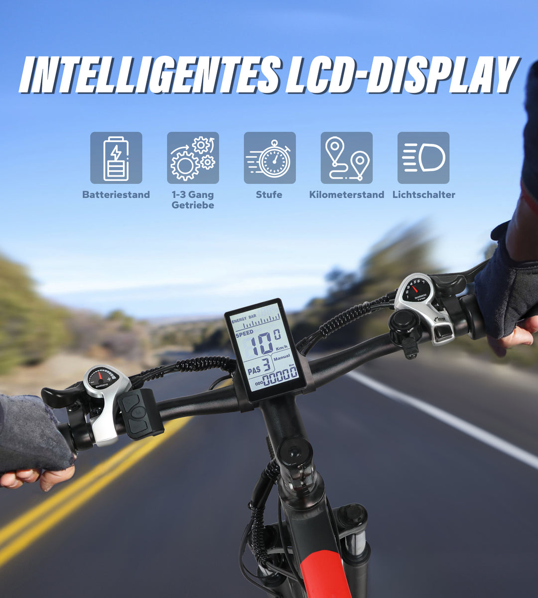 Bicicleta eléctrica Varun Altus-Pro de 27,5 "y 21 velocidades con aplicación y carga de teléfono USB