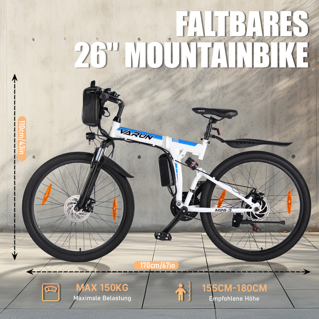 Bicicleta de montaña eléctrica plegable Varun M26 de 26''