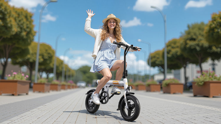 The woman is enjoying her riding with C14-1