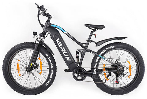 Fat Tire E-Mountainbike Pedelec Bicicleta eléctrica todo terreno con suspensión total 90 Nm Batería extraíble de largo alcance - Varun Ballistic 26'' E-Bike
